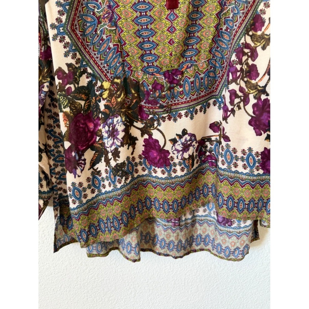 Soft Surroundings Womens Boho Floral Paisley Tunic Blouse 100% Rayon L - Picture 8 of 16